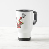 Mug De Voyage Rose rouge avec papillon et oiseau (Devant droit)