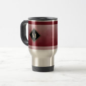 Mug De Voyage Rouge balayé élégant avec le monogramme simple (Devant gauche)