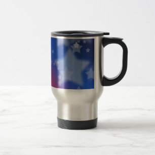 Mug De Voyage Rouge Blanc et Bleu Étoiles Patriotique Aluminium