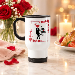 Mug De Voyage Rouge Cœurs Mienne Personnalisés