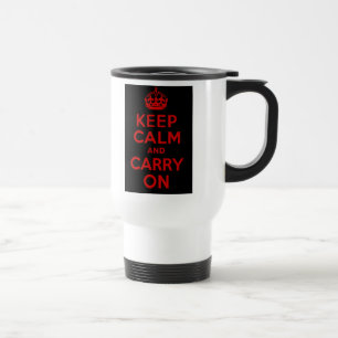 Mug De Voyage Rouge et noir Garder le calme et continuer