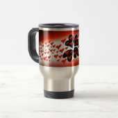 Mug De Voyage Rouge sur les coeurs noirs (Devant gauche)