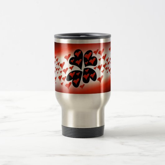 Mug De Voyage Rouge sur les coeurs noirs (Centre)