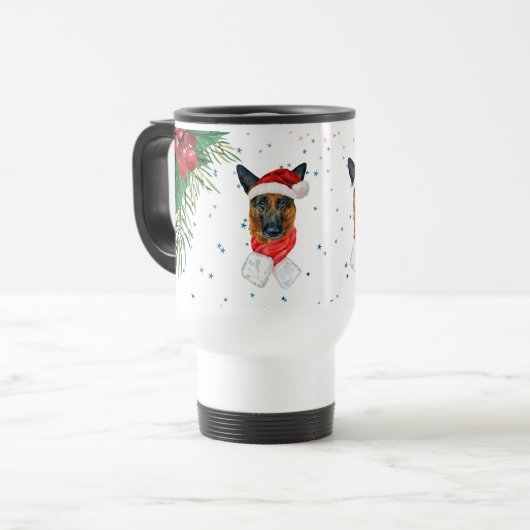 Mug De Voyage Rouge Vert berger allemand chien dès Noël (Devant gauche)