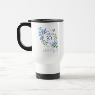 Mug De Voyage Ruban de Rose Bleue 50e Anniversaire