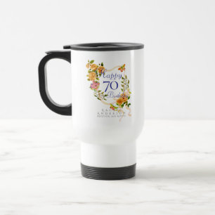 Mug De Voyage Ruban de rose d'or 70e anniversaire