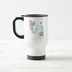 Mug De Voyage Ruban de rose rose 40e anniversaire