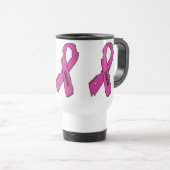 Mug De Voyage Ruban déchiré / Badass...Cancer du sein (Devant droit)