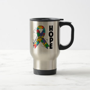 Mug De Voyage Ruban floral d'espoir d'autisme