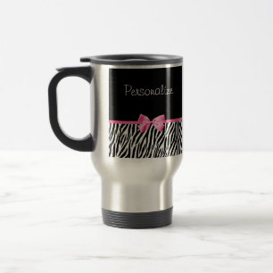 Mug De Voyage Ruban noir et blanc à la mode de rose d'impressio