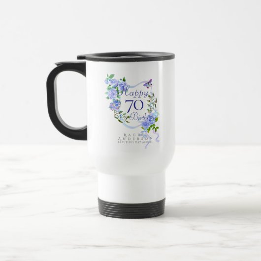Mug De Voyage Ruban Rose Bleu 70 ans (Gauche)