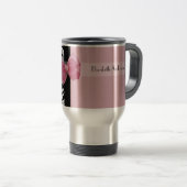 Mug De Voyage Ruban rose Damask Parisien Avec Nom (Devant droit)
