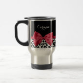 Mug De Voyage Ruban rouge vif Empreinte de léopard avec nom (Gauche)