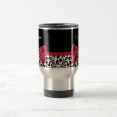 Mug De Voyage Ruban rouge vif Empreinte de léopard avec nom (Centre)