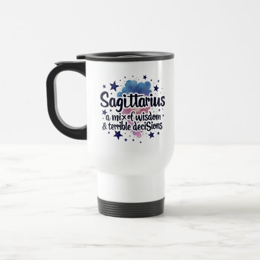 Mug De Voyage Sagittaire, mélange de sagesse et de décisions ter (Gauche)