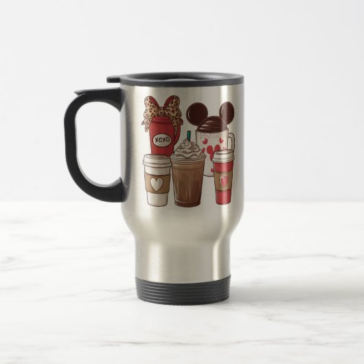 Mug De Voyage Saint-Valentin Amoureux du café Latte amusant (Gauche)