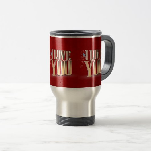 Mug De Voyage Saint Valentin Rouge 3D Je t'aime (Devant droit)