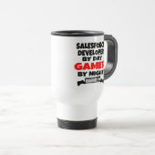 Mug De Voyage Salesforce Developer aime jouer aux jeux vidéo (Devant droit)