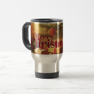 Mug De Voyage Sapin de Noël avec des cadeaux dorés