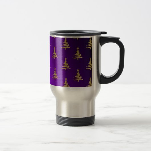Mug De Voyage Sapins de Noël Or sur Violet (Droit)