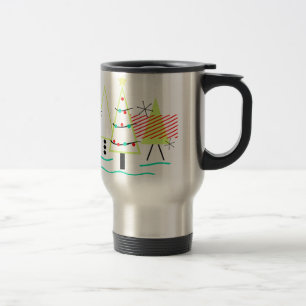 Mug De Voyage sapins de noël rétro modernes du milieu du siècle
