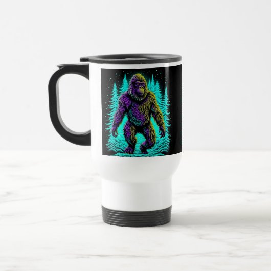 Mug De Voyage Sasquatch Bigfoot en Turquoise et noir (Gauche)