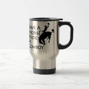 Mug De Voyage Sauvez un tour de cheval un cowboy