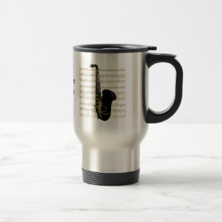 Mug De Voyage Saxophone Noir Or sur Gold Sheet Music