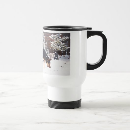 Mug De Voyage Scène de neige d'hiver avec le chien noir et (Droite)