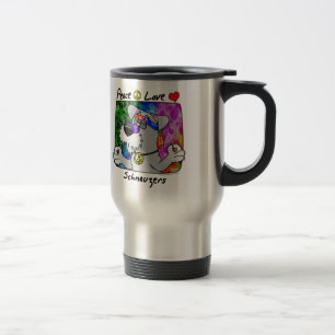 Mug De Voyage Schnauzer d'amour de paix de bande dessinée
