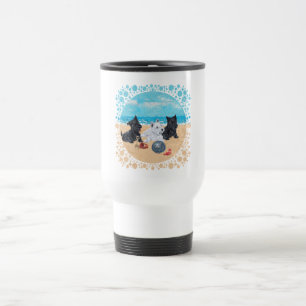 Mug De Voyage Scottie & Westie chiots à la plage