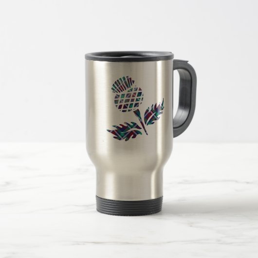 Mug De Voyage Scottish Thistle Tartan Plaid Gift (Devant droit)