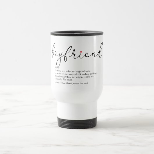 Mug De Voyage Script Boyfriend Définition Amour Coeur Amusant (Centre)