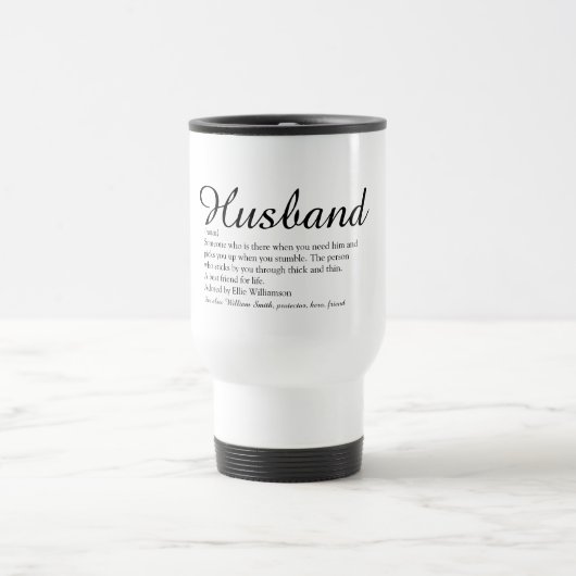 Mug De Voyage Script de définition de mari moderne et amusant (Centre)