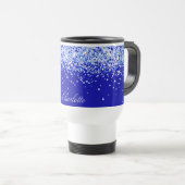 Mug De Voyage Script de nom de confetti bleu royal (Devant droit)
