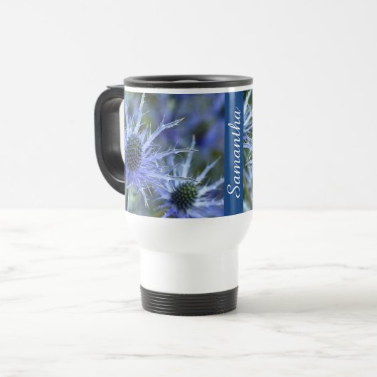Mug De Voyage Sea Holly Thistle Personalised (Devant gauche)