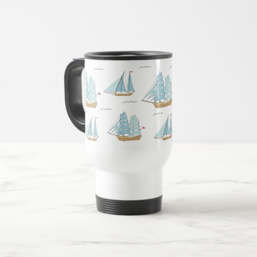 Mug De Voyage Seatime été Cute yachts avec voile (Devant gauche)