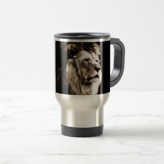 Mug De Voyage Sepia Lion (Devant droit)