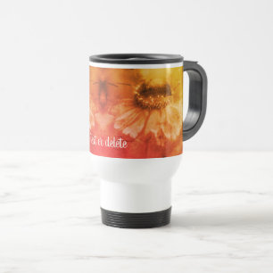 Mug De Voyage Sepia Zinnia Vintage Floral Art Personnalisé