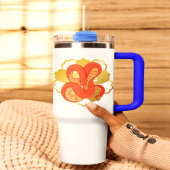 Mug De Voyage Serpent rouge sur une fleur d'or" | Unique et luxu