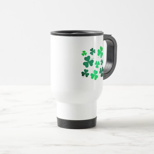 Mug De Voyage Shamrock Clover Leaf Irlande Irish Modern Elegant (Devant droit)