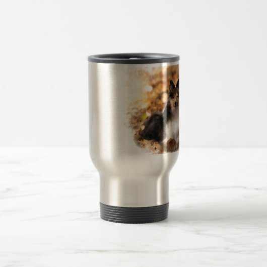 Mug De Voyage Sheltie Shetland Sheepdog Art Peinture (Centre)