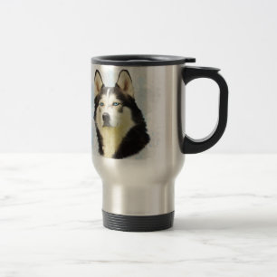 Mug De Voyage Sibérie Husky Dog Eau Couleur Art Peinture