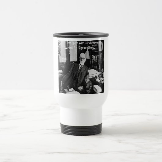 Mug De Voyage Sigmund Freud Dans Son Bureau & Citation de Chat D (Centre)