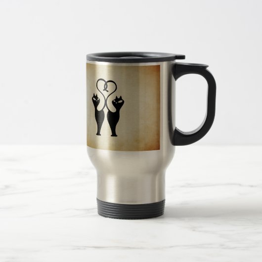 Mug De Voyage Silhouette à deux chats (Droit)