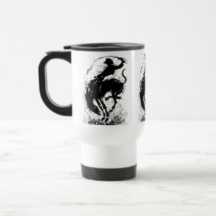 Mug De Voyage Silhouette artistique dynamique de rodéo cowboy