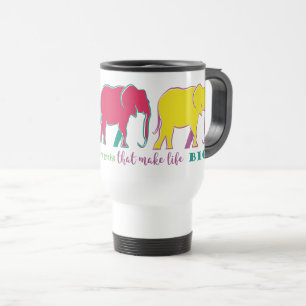 Mug De Voyage Silhouette d'éléphants Néon Inspiration Motivation
