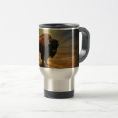 Mug De Voyage Silhouette du coucher de soleil de bison de buffle (Devant droit)