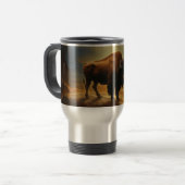 Mug De Voyage Silhouette du coucher de soleil de bison de buffle (Devant gauche)