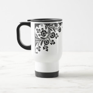 Mug De Voyage Silhouette girly de roses de fleurs roses florales
